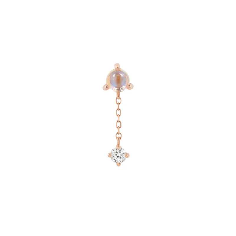 Buddha Jewelry Bianca - Moonstone + White Sapphire - Threadless End - Image 6