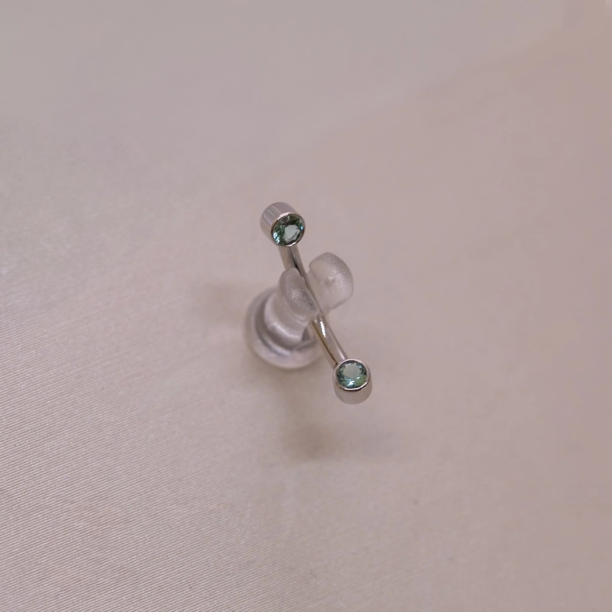 BVLA Curved Barbell with Forward Facing Open Back Round Bezels - Threaded