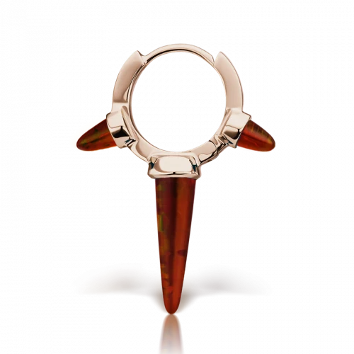 Maria Tash Triple Long Black Red Opal Spike Clicker