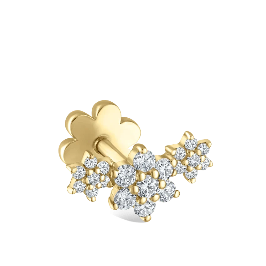 Maria Tash Three Flower Garland Diamond Threaded Stud - Image 2