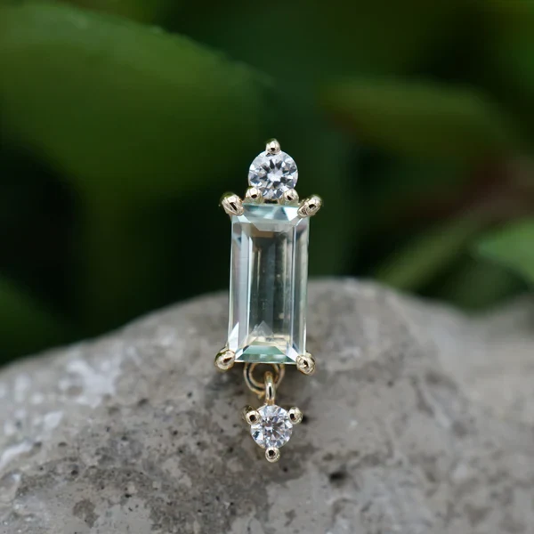 Modern Mood Green Beryl with Diamond Accent and Dangle