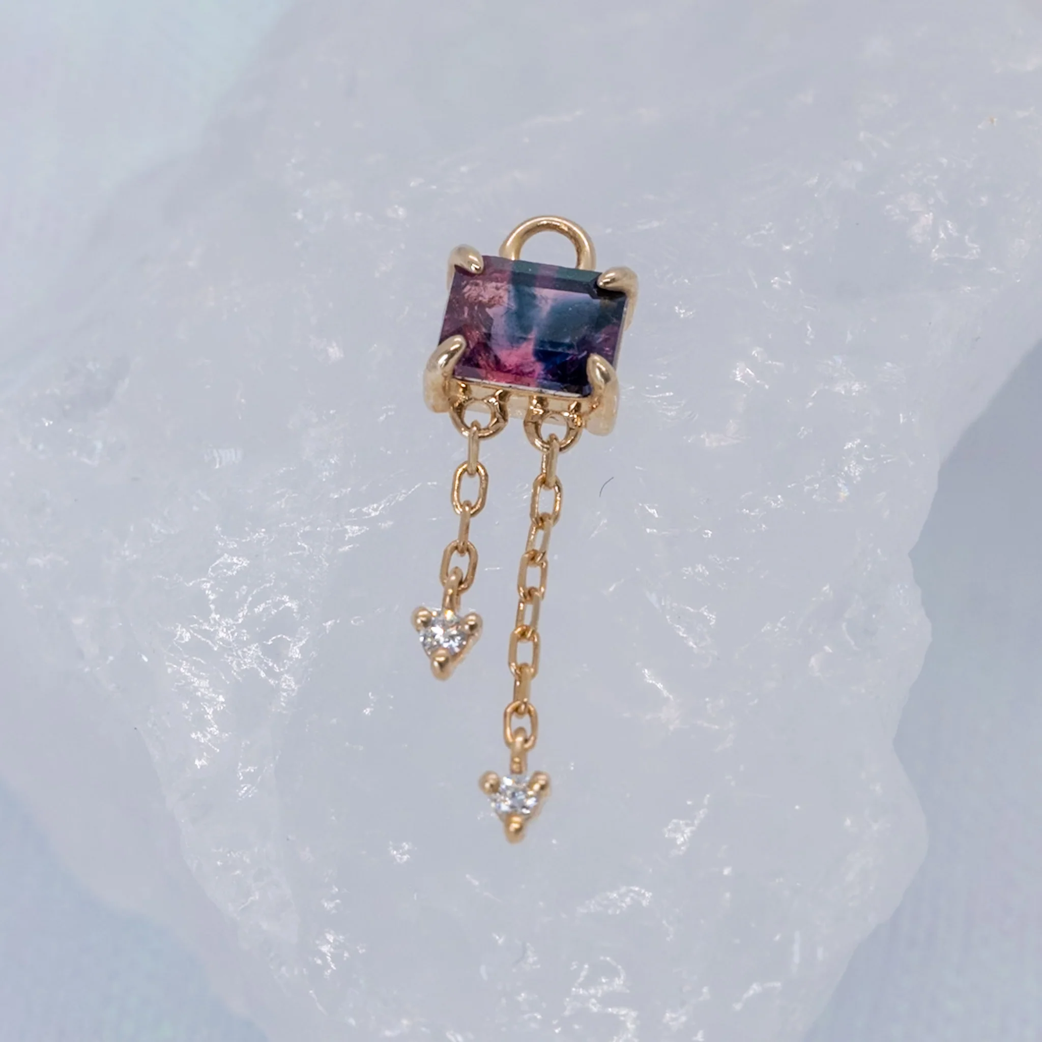 Modern Mood Limited Edition 2025 Winza Sapphire Charm with Double Diamond Chain Dangle One-Of-A-Kind