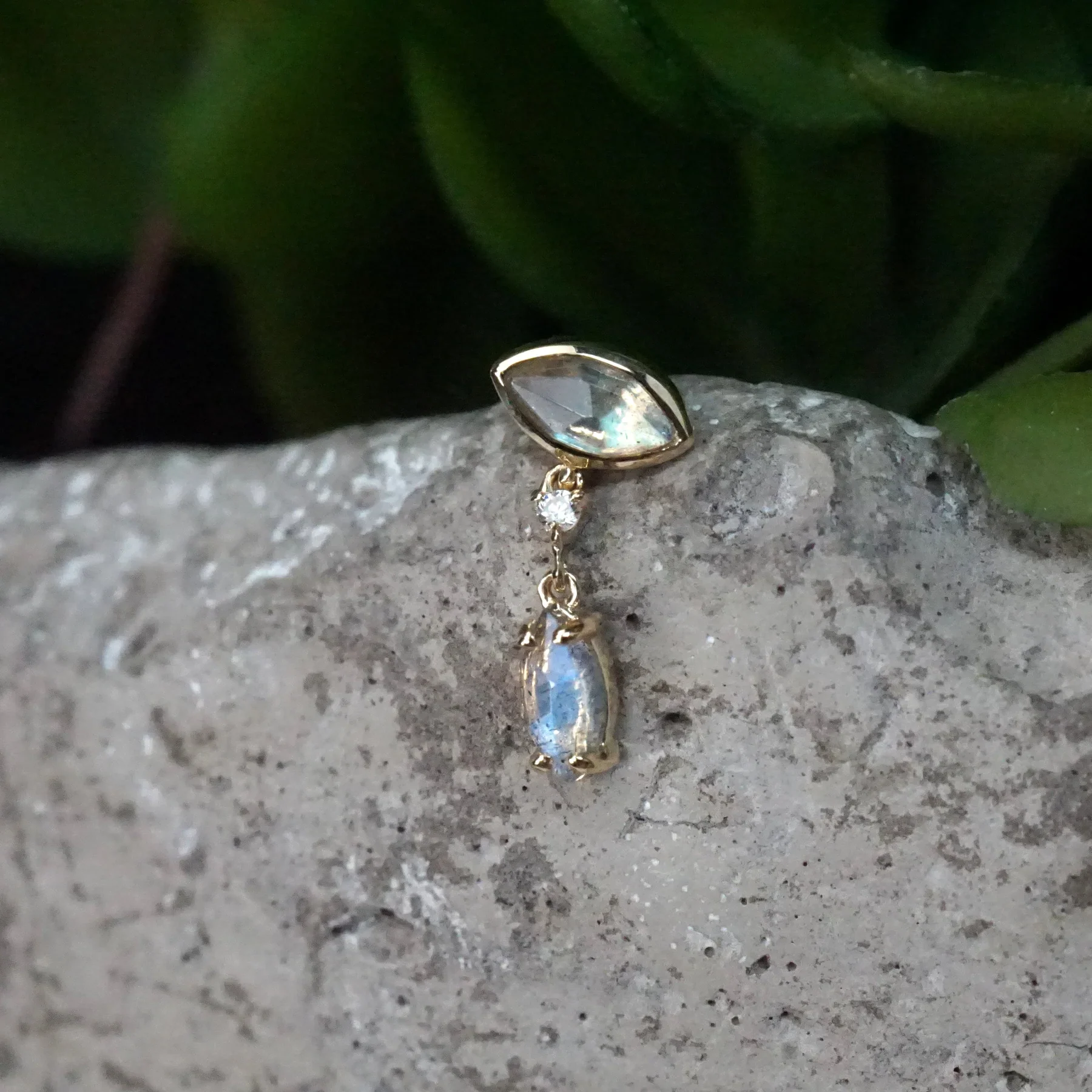 Modern Mood Marquise Labradorite and Diamond Dangle